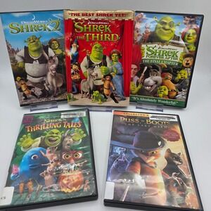 DreamWorks Shrek DVD Lot Shrek 2 3 4 Thrilling Tales Puss in Boots Last Wish